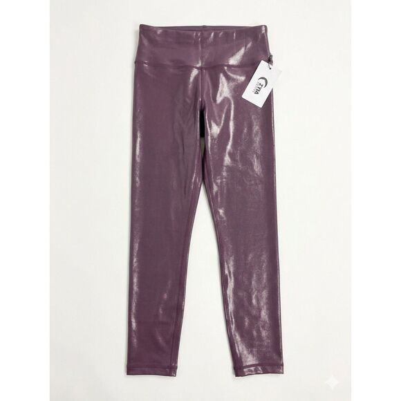 Zyia Active Pants - Zyia Active Light N Tight Leggings Womens 6-8 Plum Metallic Sheen High Rise 7/8